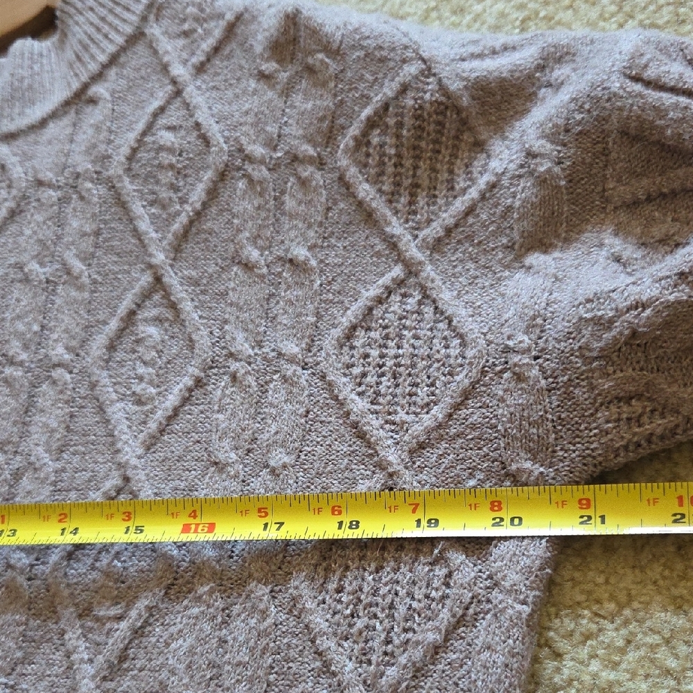OLIVE + OAK Tan Cable Knit Sweater and Skirt Set 2 Pieces Mock Neck Sz M - Picture 10 of 14